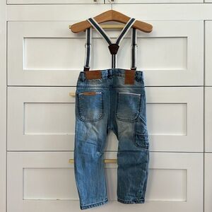 Zara Denim Collection Jeans with Suspenders, NWT, Baby Size 18-24M
